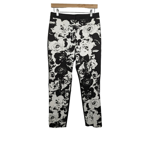 Adam Lippes Black White Floral Cigarette Pants Denim Size US 8 - Picture 2 of 14